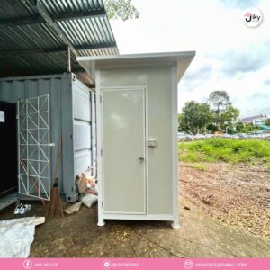 จัดส่งและติดตั้งห้องน้ำสำเร็จรูป รุ่น JT-01-3 ขนาด 1.29 × 1.29 × 2.40 เมตร โครงสร้างเหล็กกัลวาไนซ์ ผนัง ISOWALL แข็งแรง พร้อมใช้งาน